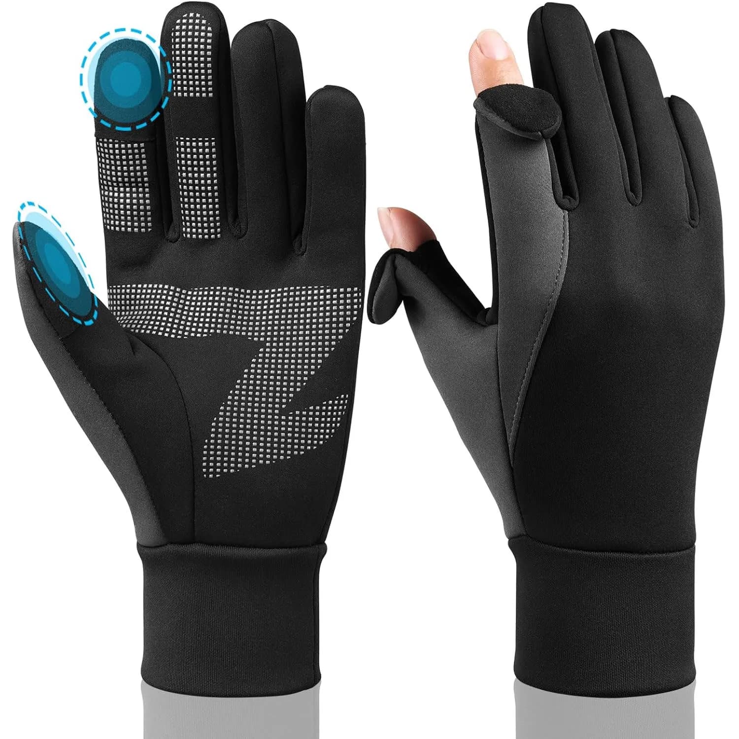 Guanti invernali caldi da uomo Touch screen impermeabile antivento Foderato in pile spesso Guanti termici antiscivolo per ciclismo all'aperto