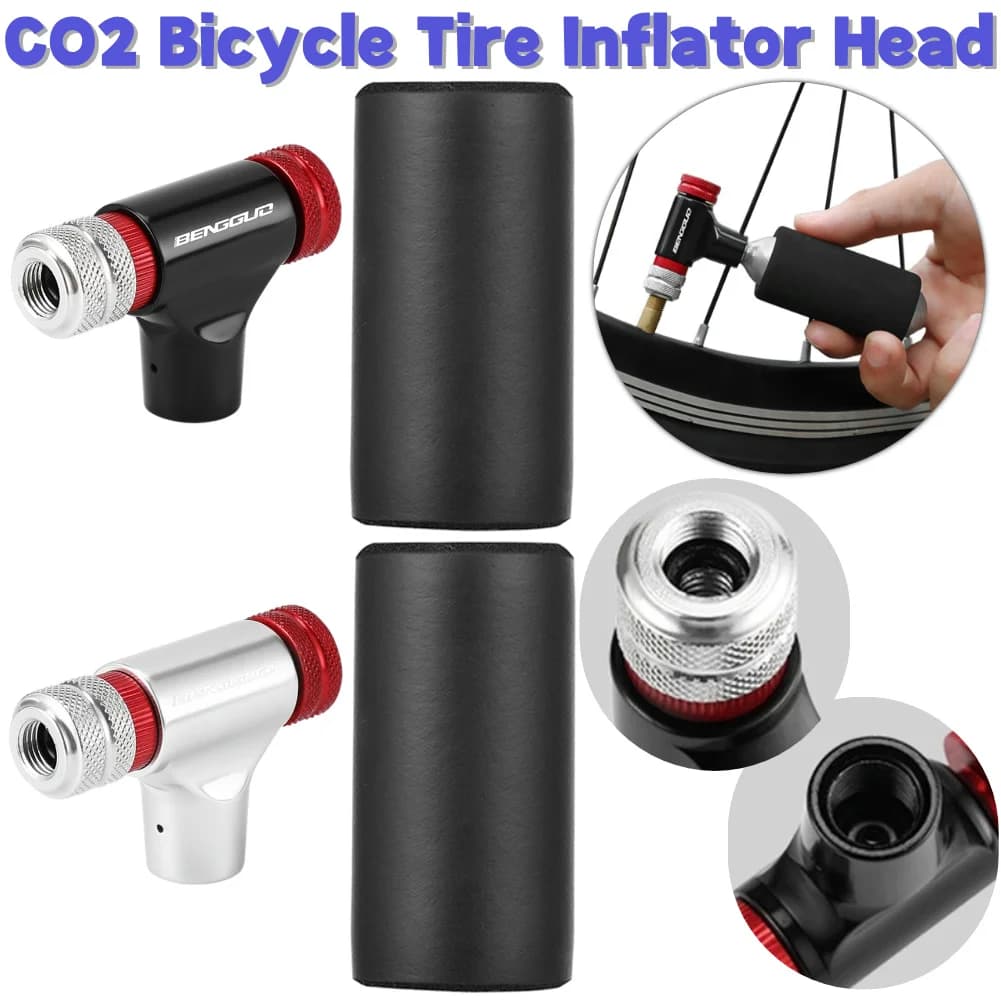 Gonfiatore per pneumatici da bicicletta CO2 con copertura in spugna, pompa per pneumatici da bici, testina di gonfiaggio CO2, mini iniettore CO2 per MTB e bici da strada