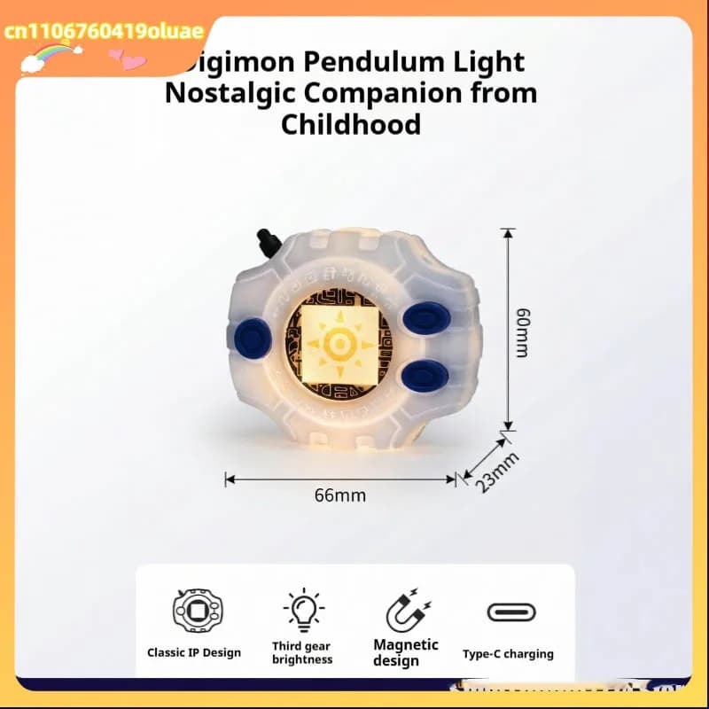 Digimon Digivice Night Light Toy Keychain Pendant Fridge Magnet Rechargeable Type C Three Level Brightness Action Figure Model