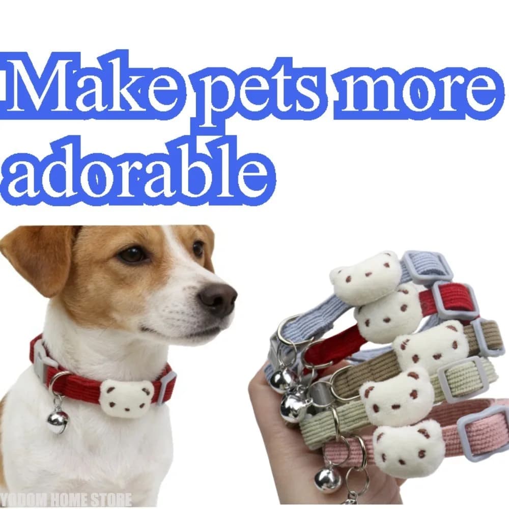 Lovely Pet Collar Adjustable Cartoon Style Soft Pet Necklace with Bell Adjustable Small Dog Cat Collar Pet Supplies