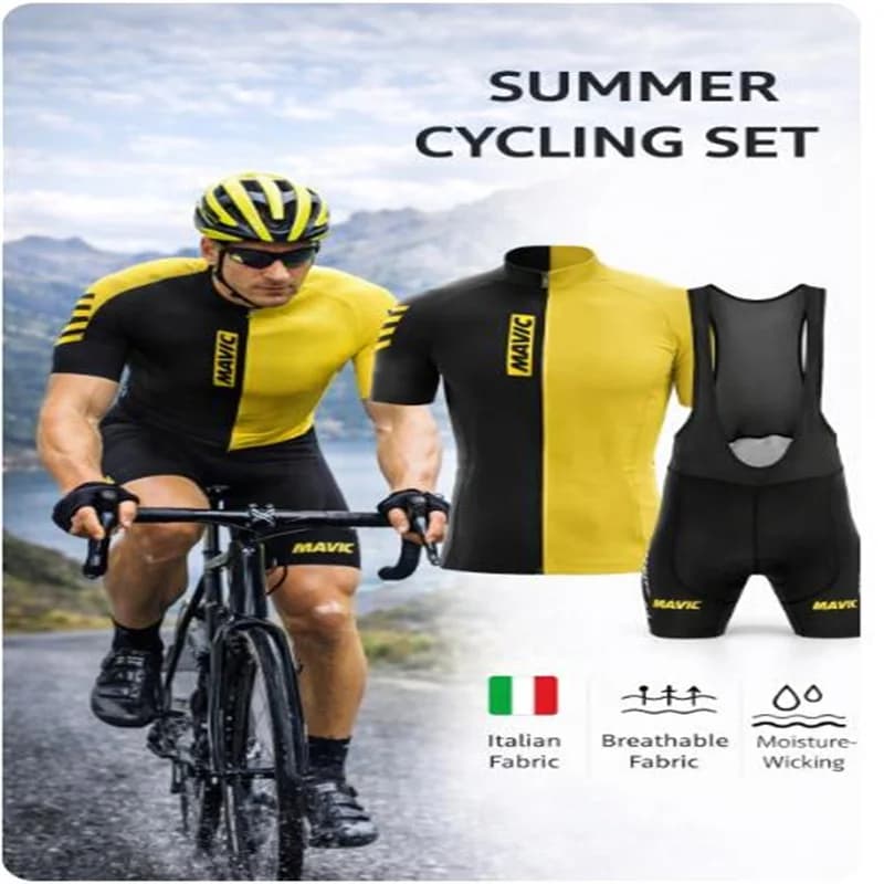 RCC mavic Men's Cycling Clothing Men Bike Knit Shorts Complete Set Clothing Pro Team Trousers with Mtb Breasts Cycling Summer suits Uniform