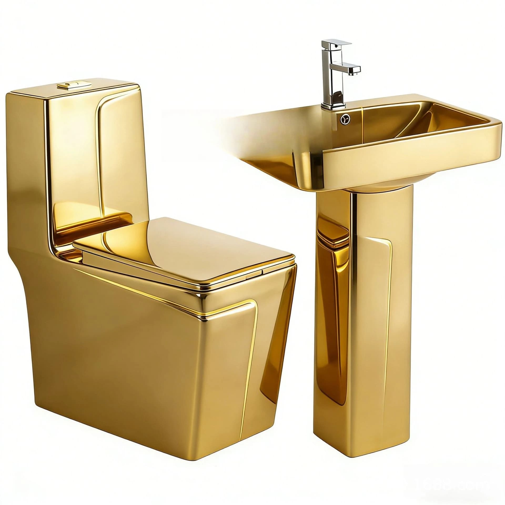 Wooden Frame for Toilet, Golden WC, Electroplated Ceramic, Super Vortex Joint, High Temperature Cotting