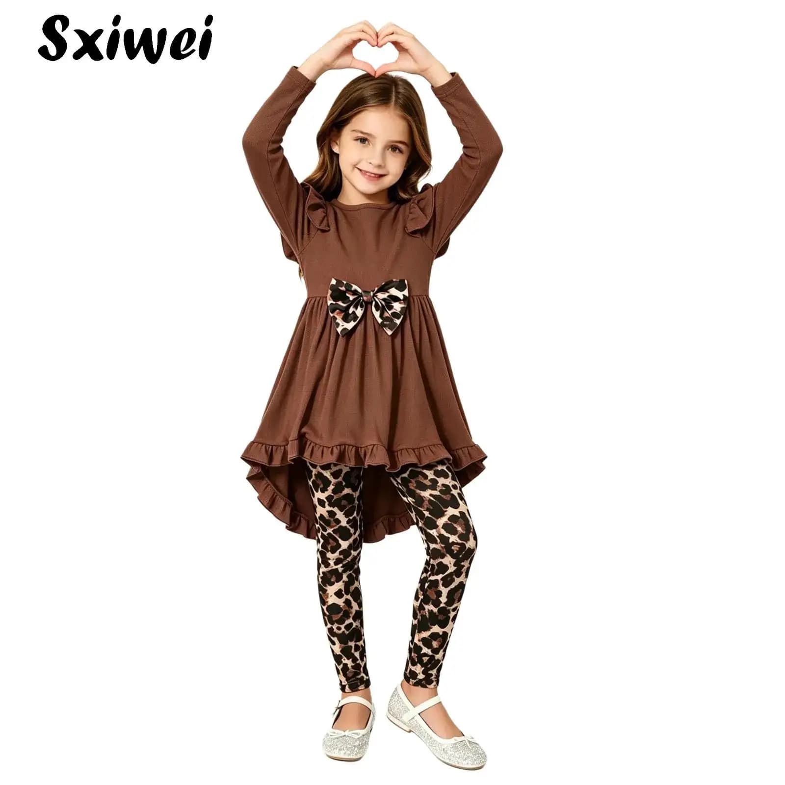 Costume da caverniotta dell'era stonica per Halloween per bambine, abito a maniche lunghe con leggings stampati leopardati, regalo di compleanno