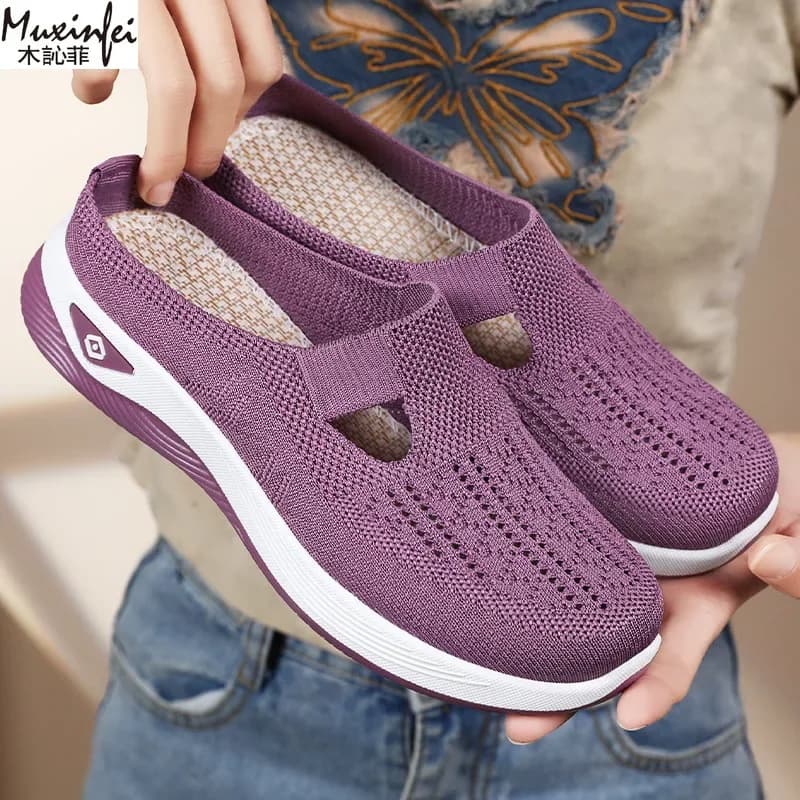 Women's Summer Slippers Casual Shoes Versatile Slippers Breathable Toe Soft Lazy Mesh Sole Cheap Single Shoes