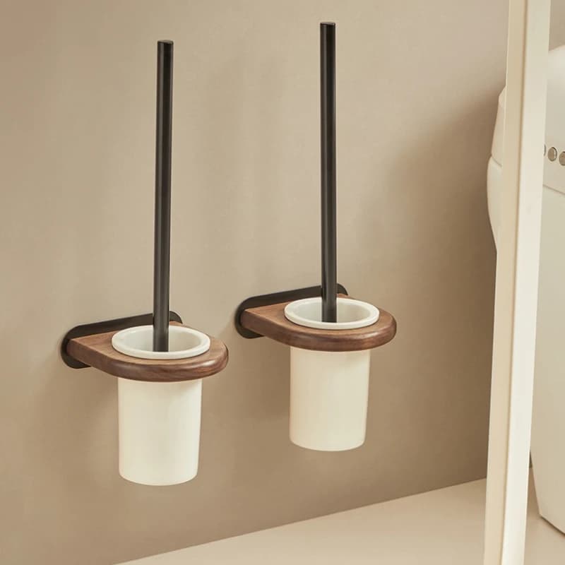 Spazzola per secchio a forma di cavallo in legno di noce stile lusso leggero Scopino per WC a parete Toilette per la casa Bagni per riporre e pulire