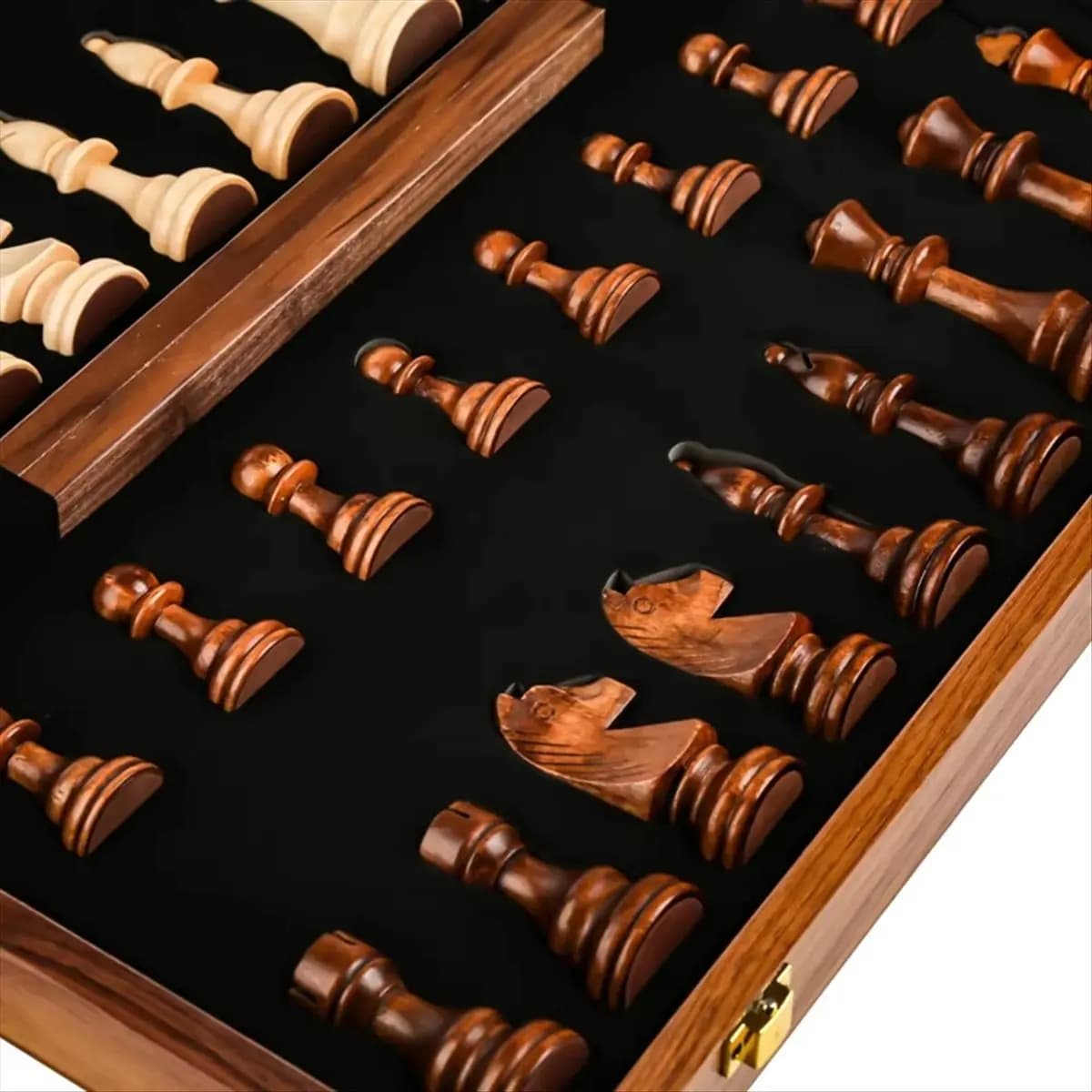 ABJS Chess Set Top Grade Wooden Folding Big Traditional Classic Handwork Solid Wood Pieces Walnut Chessboard Children Gift