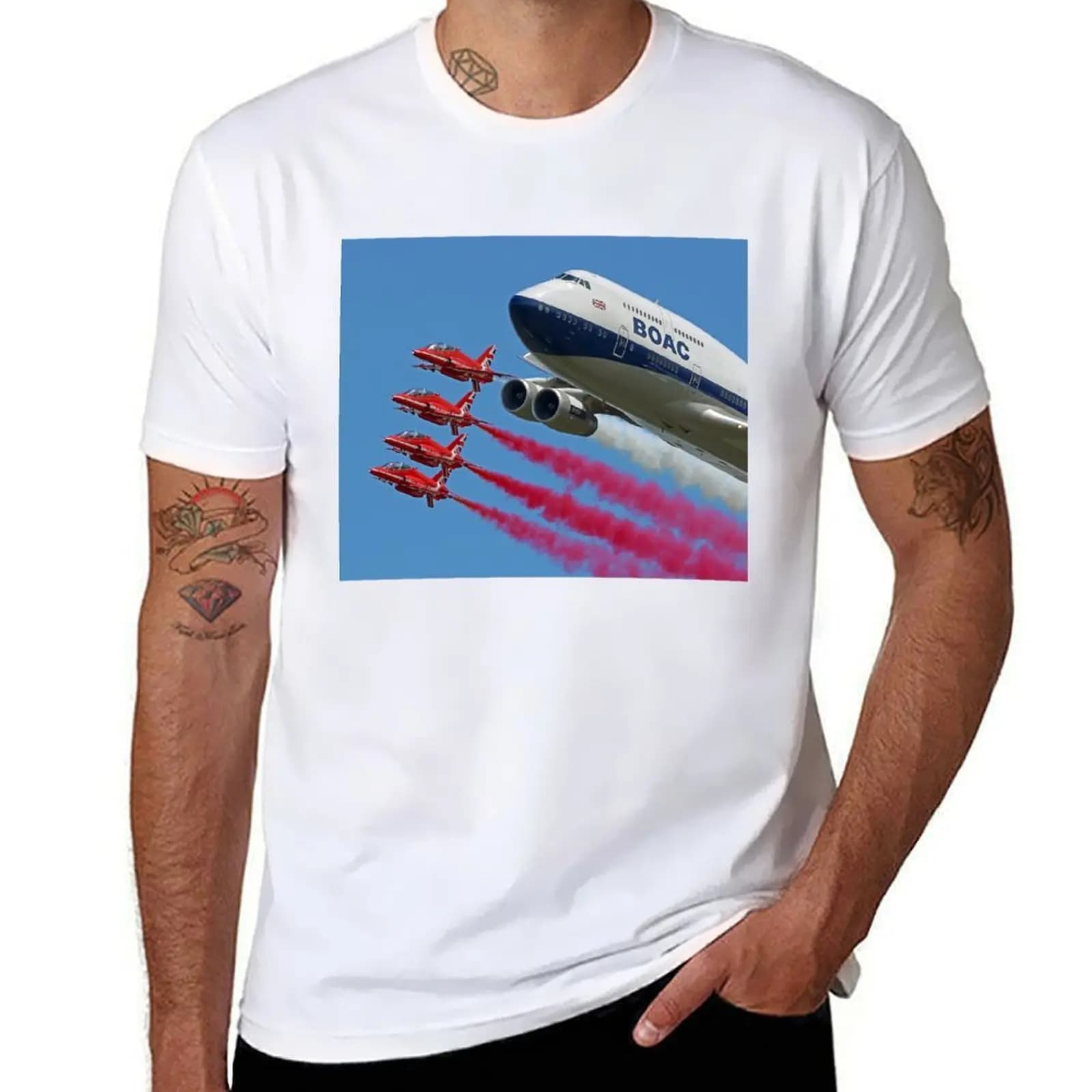 Rosso - The Arrows BOAC747 4 Flypast con T-shirt sportiva da uomo