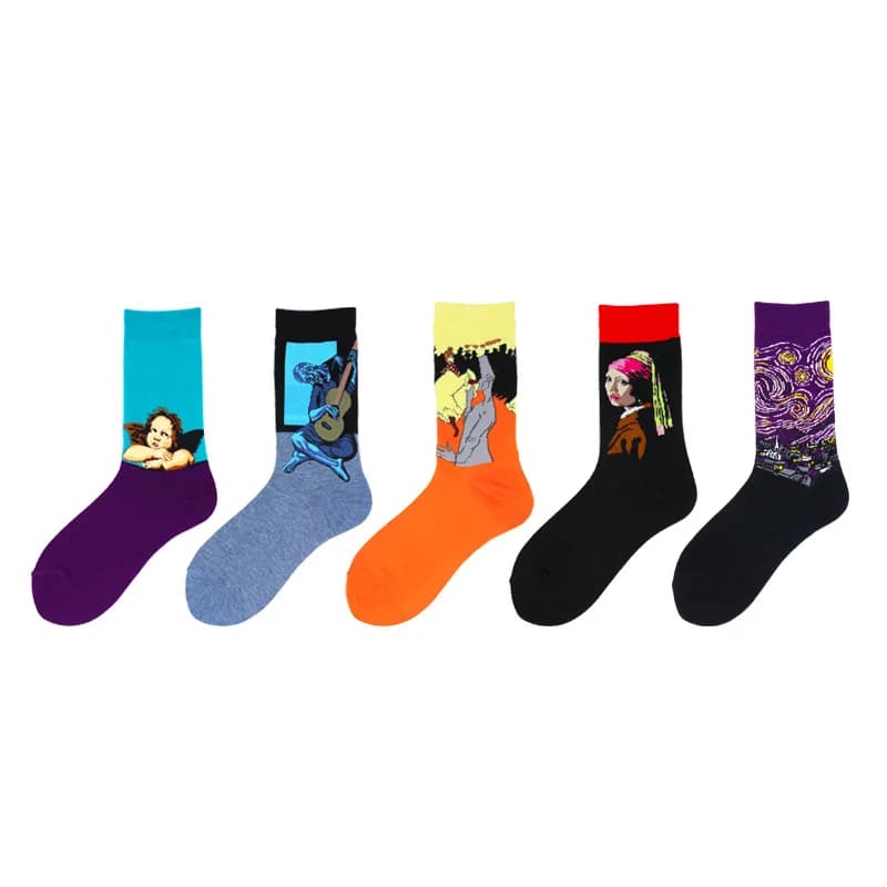 Calzini da Uomo in Cotone Invernali a Righe Sportivi Divertenti con Stampe Casual di Punti, Animali, Zebra, Fiori, Scimmie, Cactus – Idea Regalo