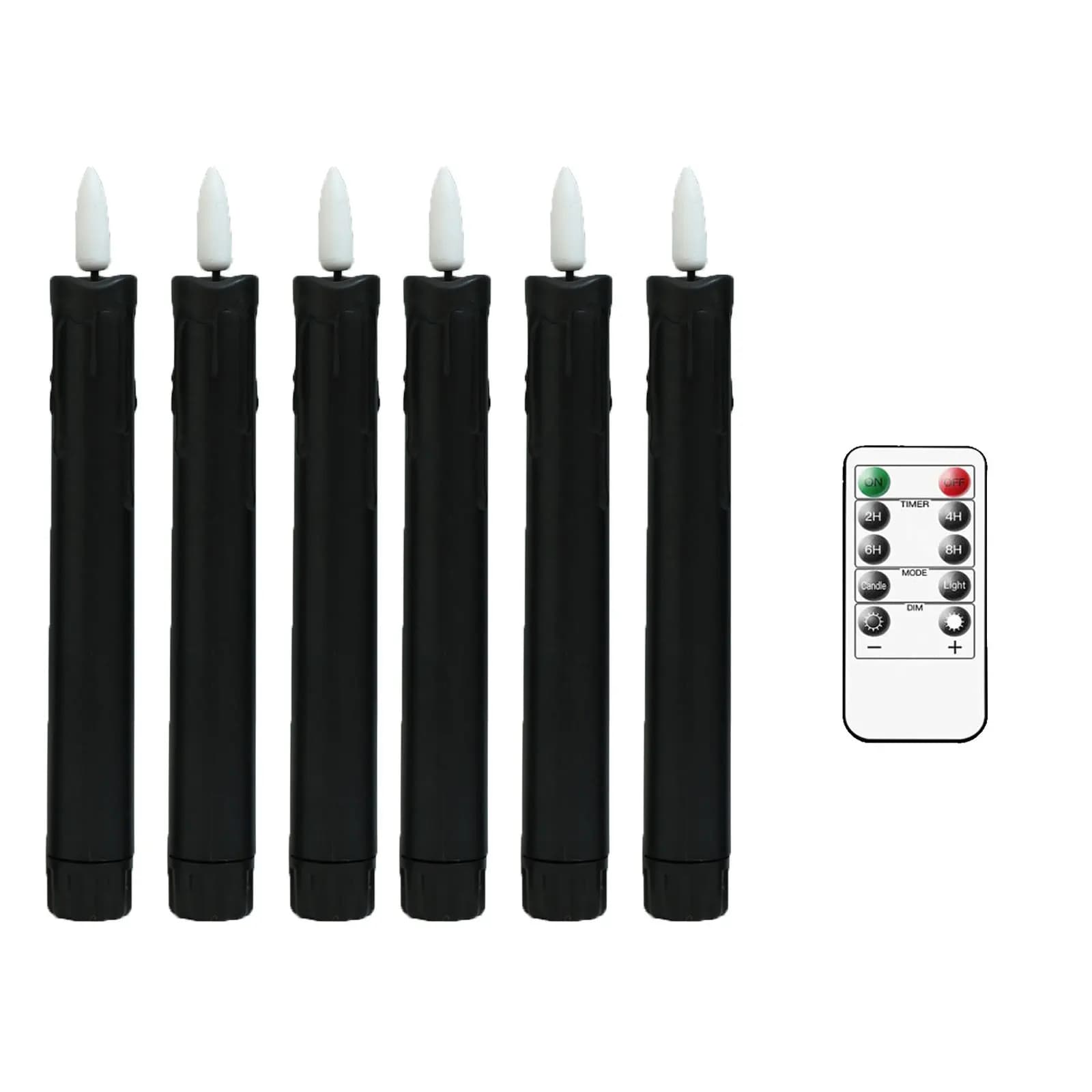 7 Inch 3/6 pcs Black LED Decorative Halloween Candle, Battery Powered Flameless Wedding Electronic Candle