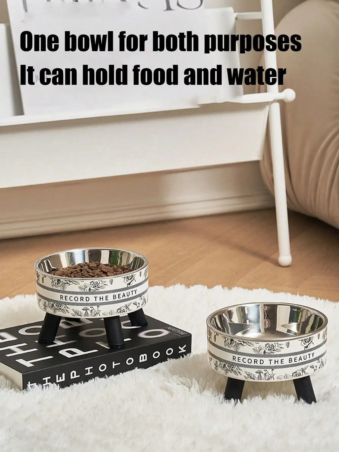 1pc Elevated Pet Bowl, Stainless Steel Dog/Cat Food & Water Bowl, Neck-Friendly Design