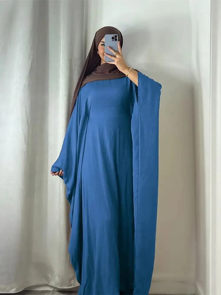 Ramadan Eid Morbido Crepe Khimar Batwing Abaya Dubai Islam Musulmano Modesto Abiti Africani Per Le Donne Caftano Kebaya Robe Femme Musulma