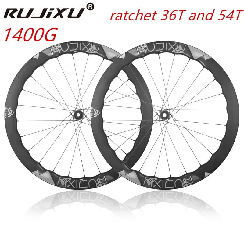 RUJIXU Cricchetto 36T /54T HUB 700C 5045mm Freno A Disco Da Strada Ultraleggero In Fibra di Carbonio Ruote Ala 24 Raggi ruota In Ceramica ruota da strada