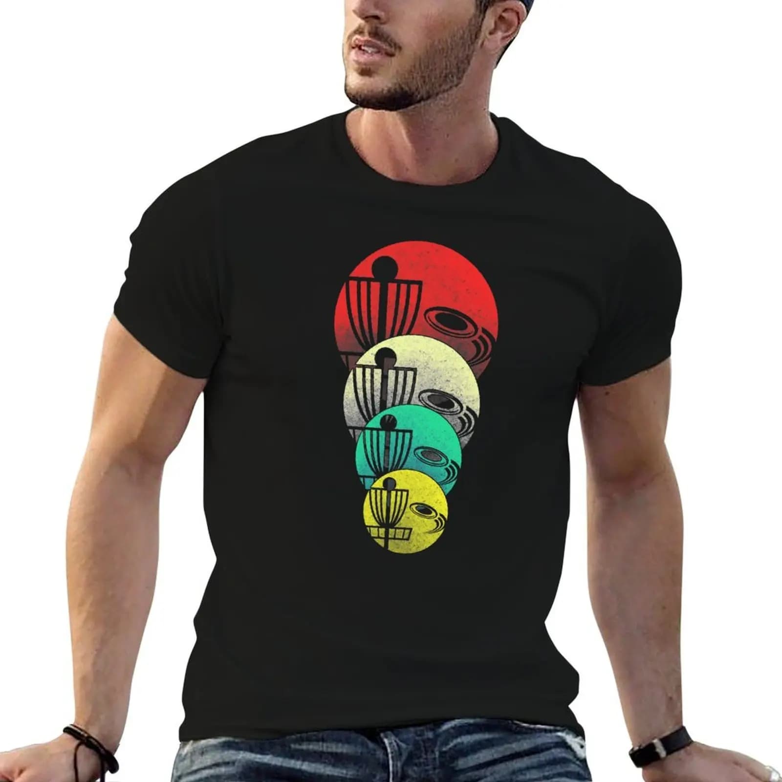 T-shirt da golf Disc, magliette da uomo, confezione di magliette in cotone, maglietta in cotone 100%