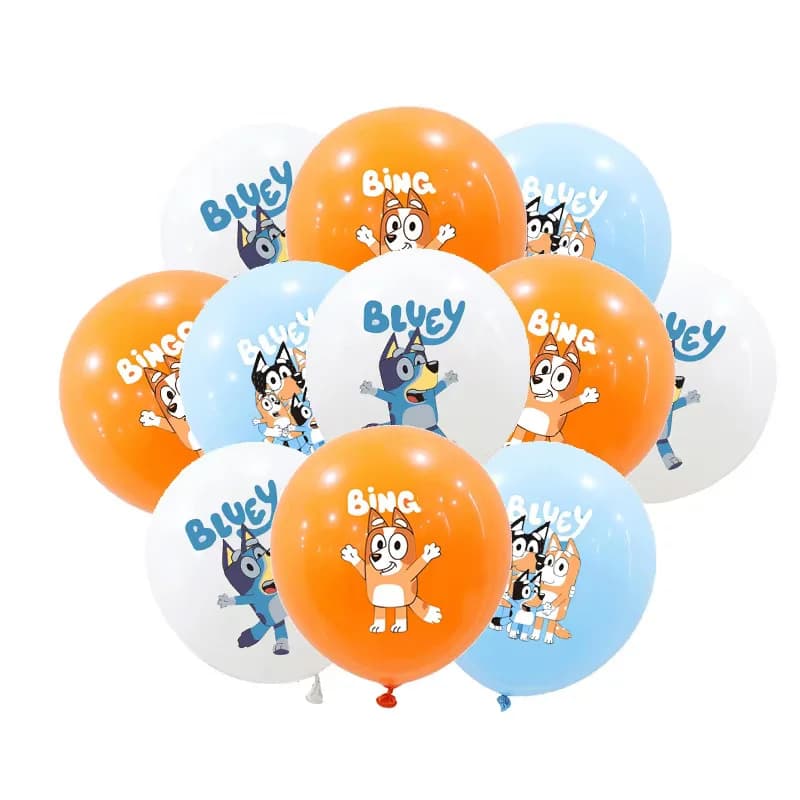Set di 10 Palloncini in Lattice da 12 Pollici di Bluey Dog, Palloncini Cartoon per Feste di Compleanno, Giocattoli per Bambini, Decorazioni per Baby Shower