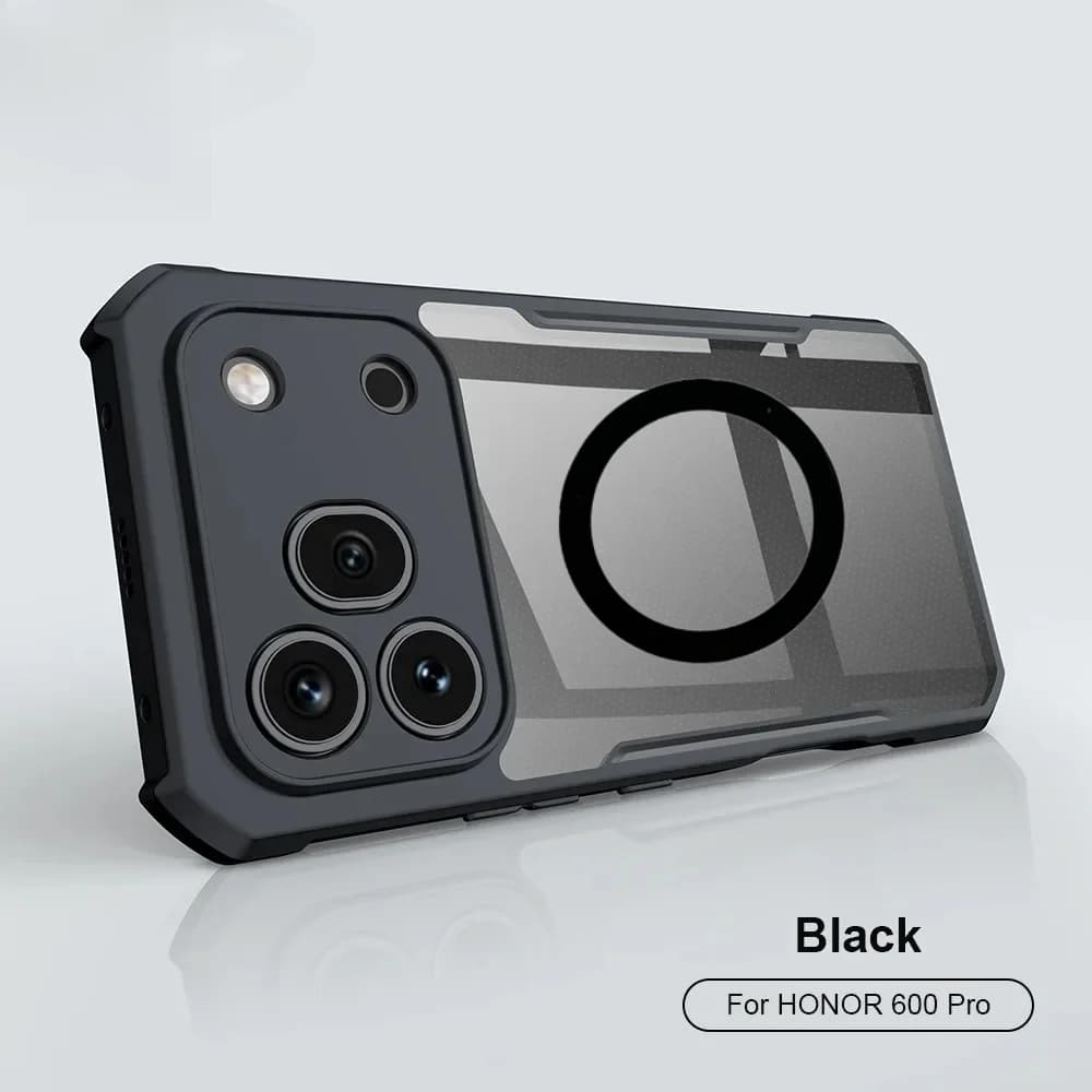 Custodia per Telefono Trasparente di Lusso Semplice per Honor 600 Pro 600 Lite 400 Smart X8D X8B X9A X9C X9D, Cover Protettiva Magnetica a Quattro Angoli
