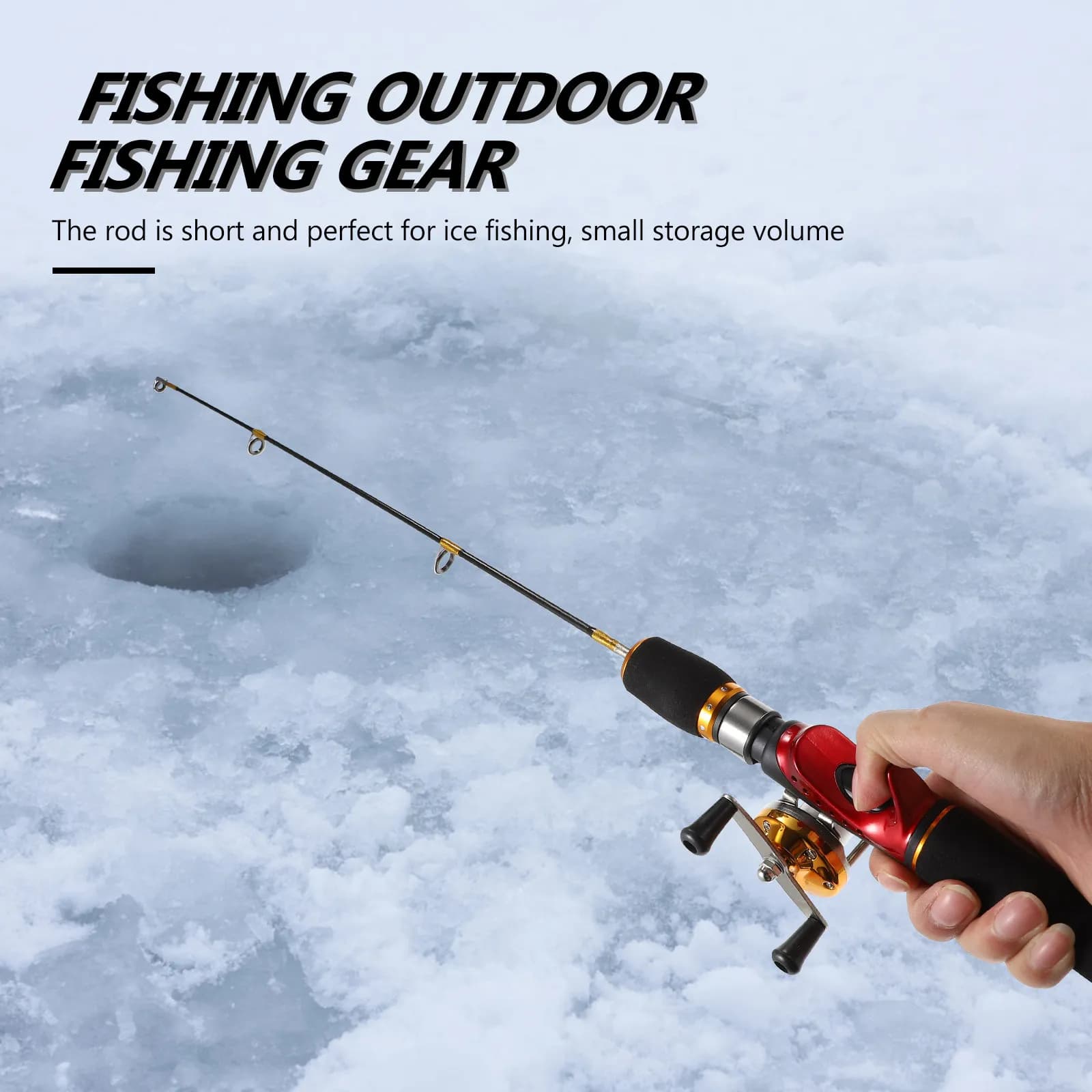 Canna da pesca sul ghiaccio professionale, robusta, portatile, con impugnatura antiscivolo, attrezzatura da pesca invernale per esterni, leggera e resistente.