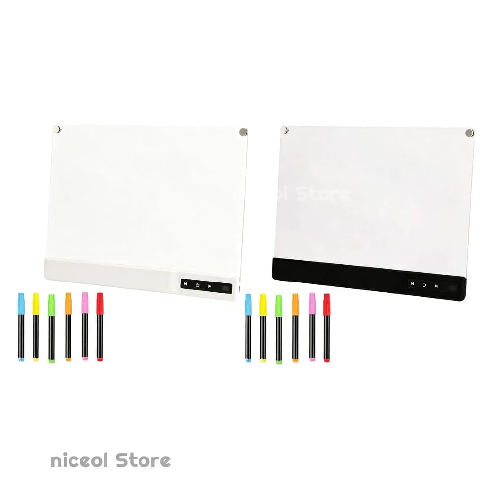 LED Rechargeable Light Up Drawing Board Kids Glow Doodle Pad 8 Color Modes Erasable No Mess Art Writing Tablet