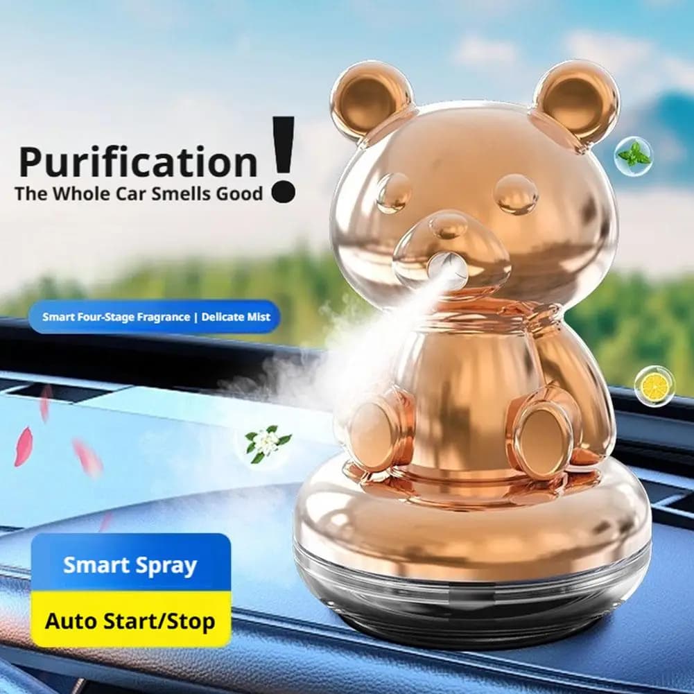 Cute Bear Car Air Freshener Car Fragrance Diffuser Rechargeable Figurine Vehicle Interior Ornament AI Smart Aroma Diffuser