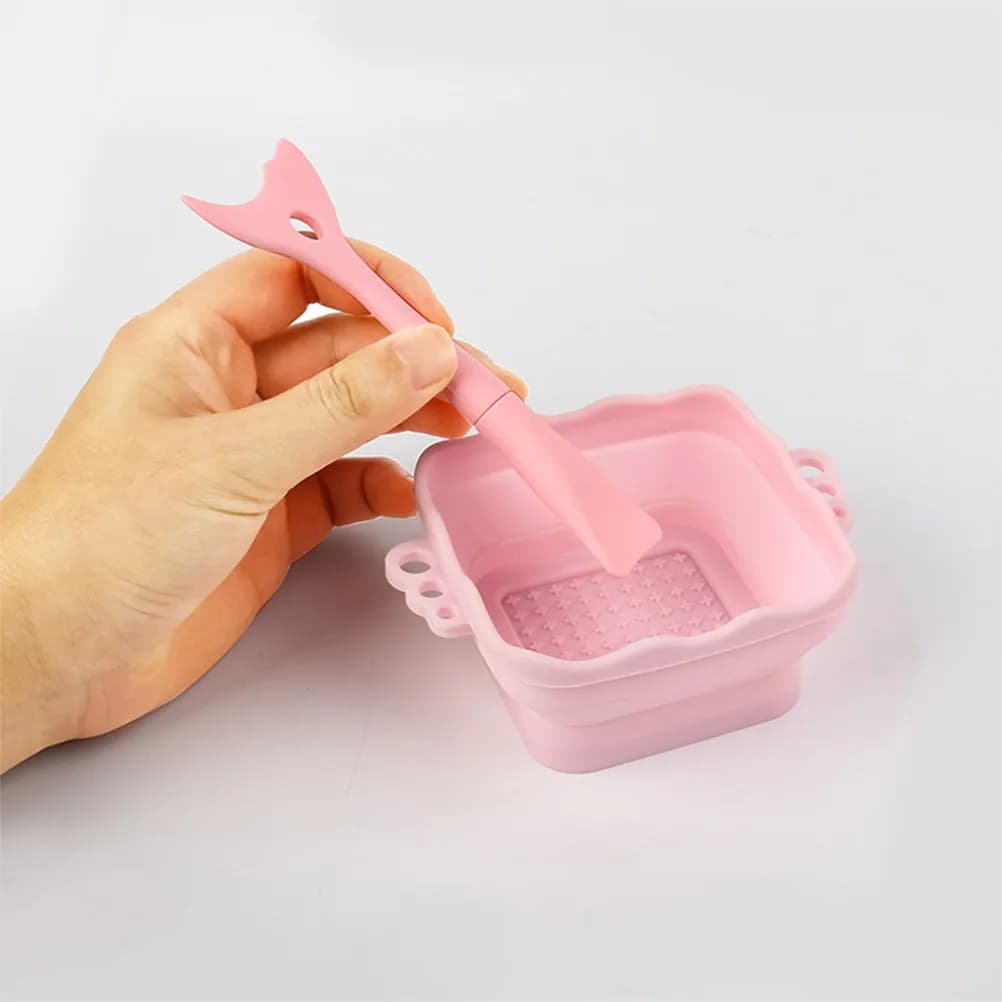 2 Pezzi Tappetino Pieghevole in Silicone per la Pulizia dei Pennelli da Trucco con Texture Convessa per Pennelli Viso e Occhi