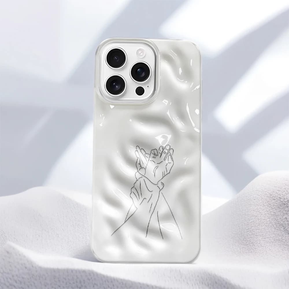 Hands Line Art Aesthetic Minimal Chic Trendy Cute Cool Soft Matte Phone Case For iPhone 17 16 15 14 13 12 11 Pro Max Plus Air