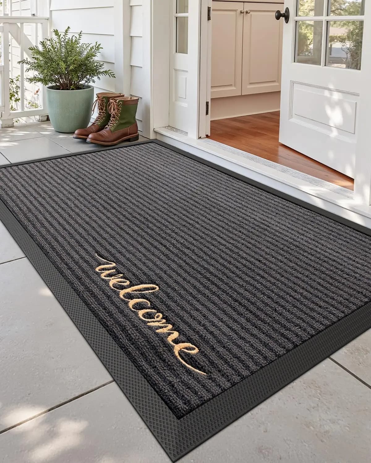 Tappeto Zerbino per Esterni, 90x150 cm, in Gomma Resistente, Antiscivolo, per Ingresso e Interni Casa