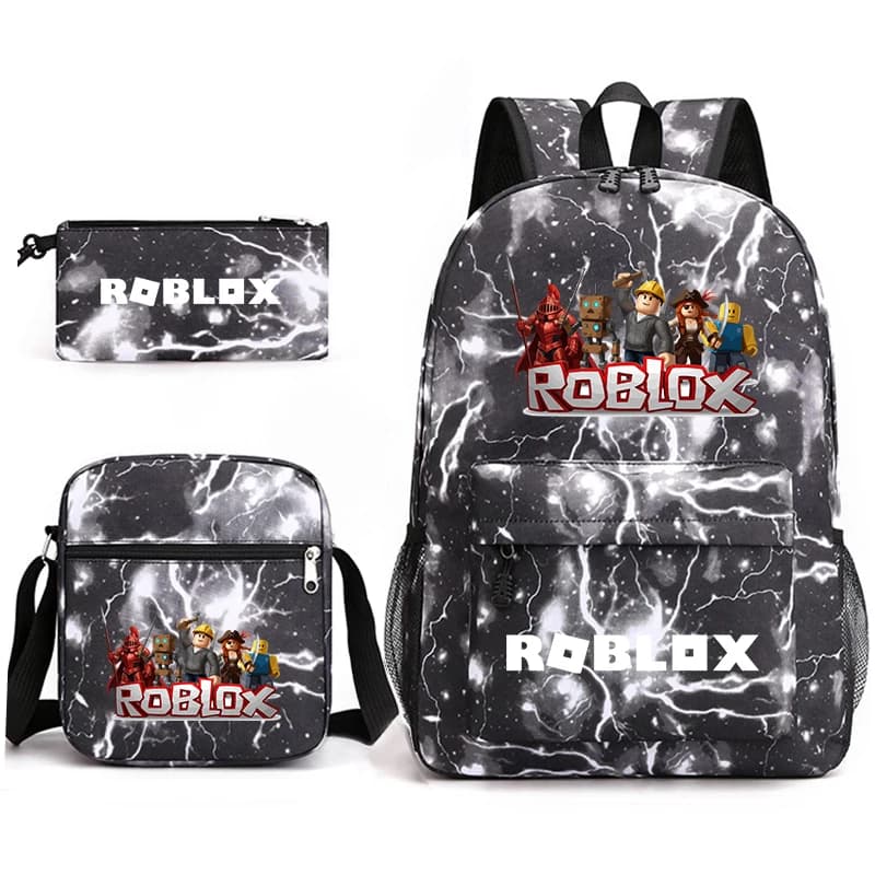 Zaino scolastico per studenti a tema Roblox, borsa a tracolla e portapenne, set da 3 pezzi per ragazzi e ragazze