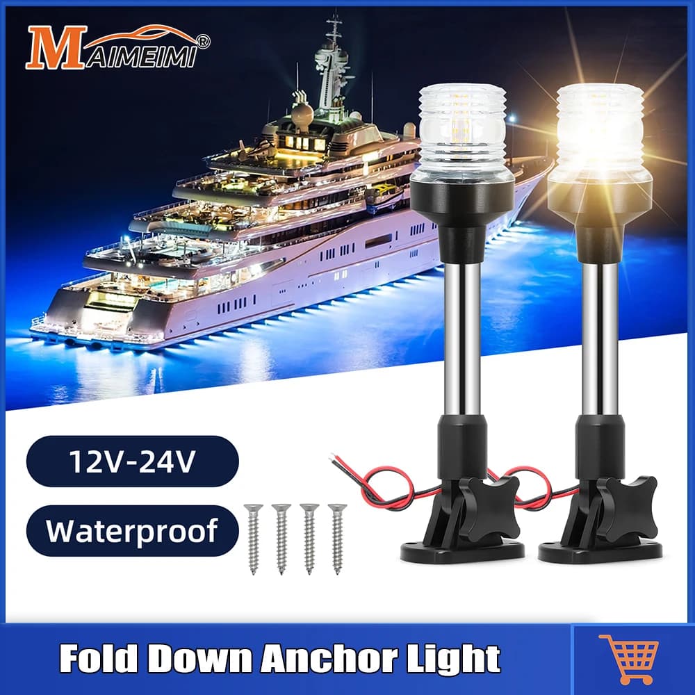 6/9/12 pollici Luce di navigazione Barca LED Luce di segnalazione a vela Yacht Marine 180 gradi Piega verso il basso Luce di ancoraggio di navigazione 12V 24V