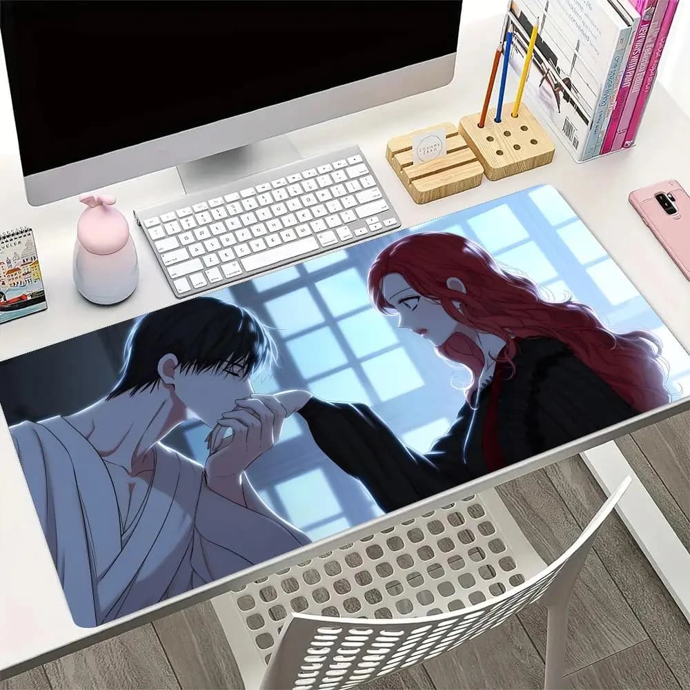 1pc Tappetino per mouse anime W-world’s E-end Harem, Tappetino per mouse da gioco grande con bordo ricamato, Tappetino spesso per tastiera e scrivania