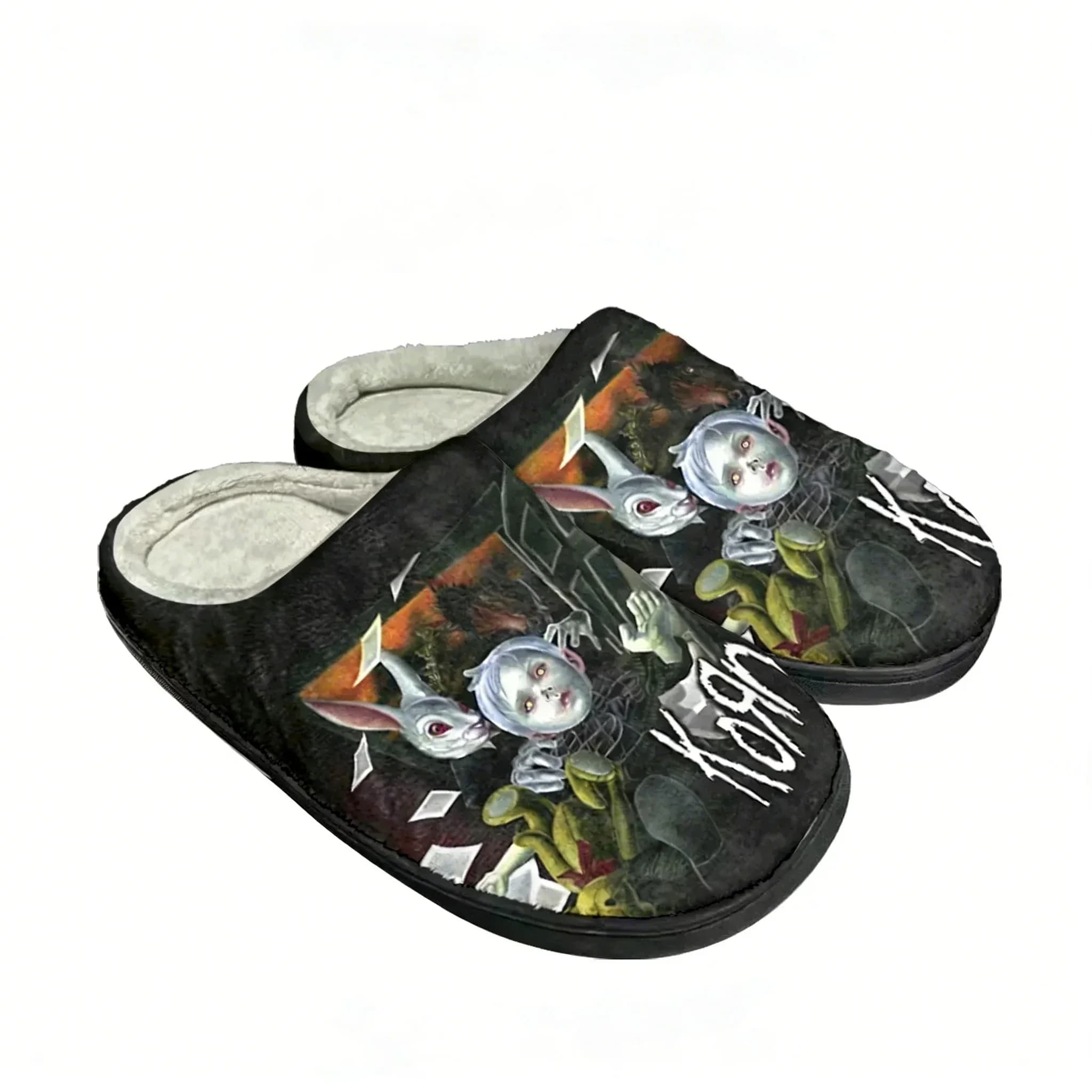 Pantofole Personalizzate in Cotone della Band Rock Korn, Sandali da Casa per Uomo e Donna, Scarpe Termiche Casual con Stampa 3D