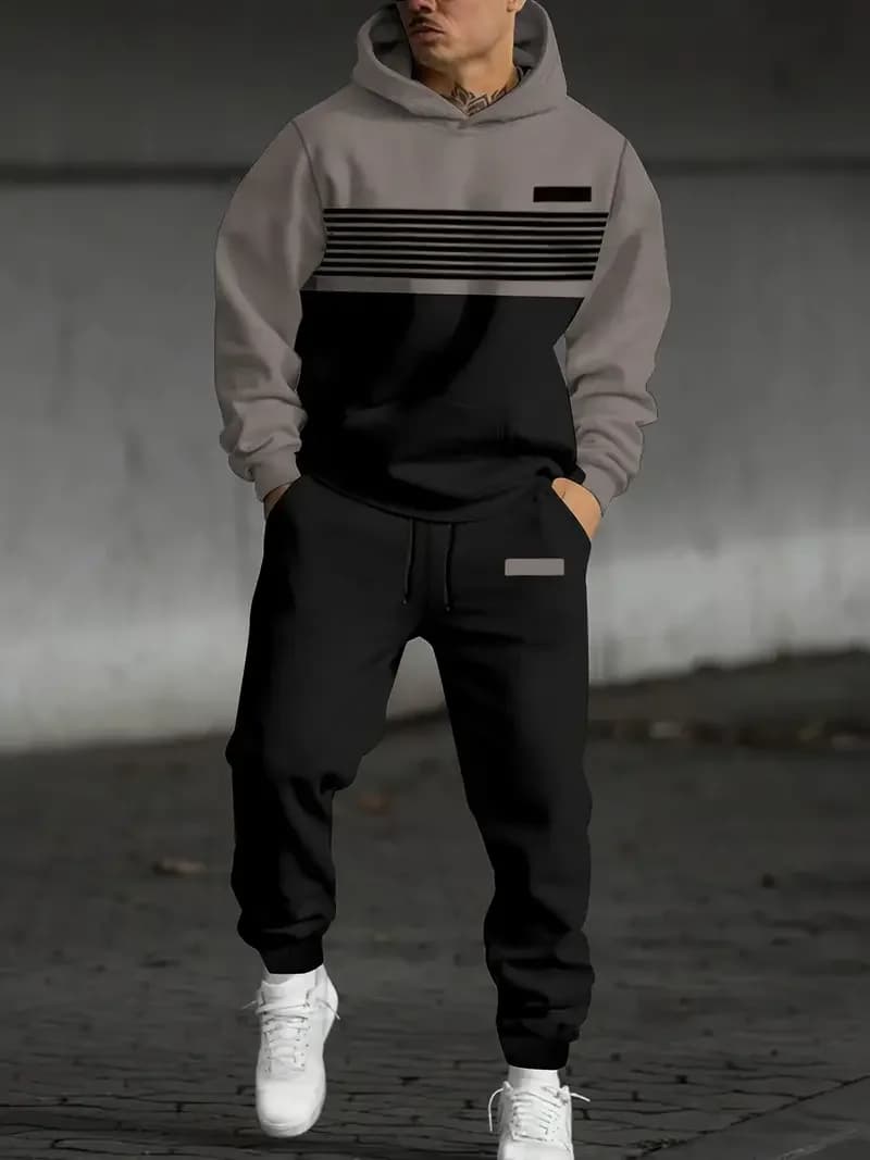 Tuta Sportiva Autunnale con Stampa 3D per Uomo, Felpa e Pantaloni Casual alla Moda, Set Due Pezzi