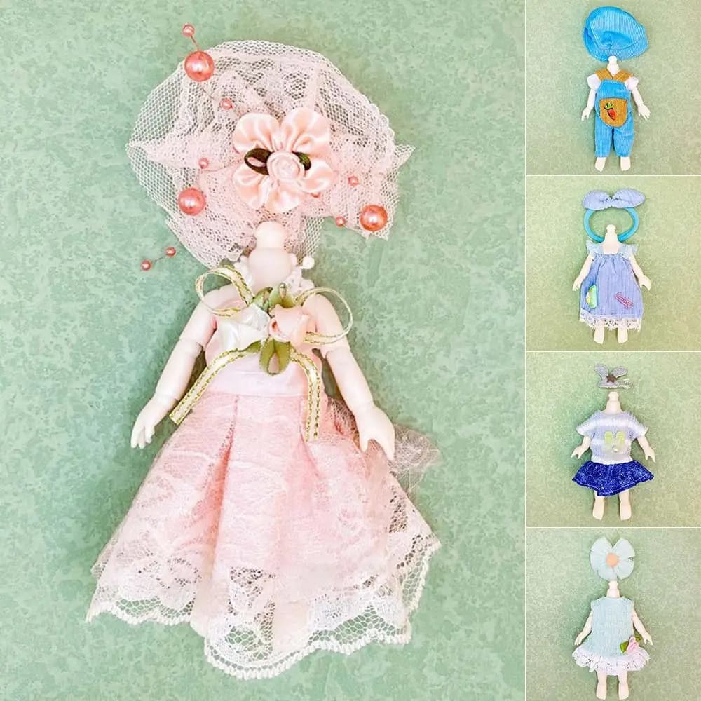 High Quality Fashion Doll Clothes 18 Styles Children DIY Girls Can Dress Up Jumpsuit Skirt 16~17cm Doll/1/8 BJD Doll