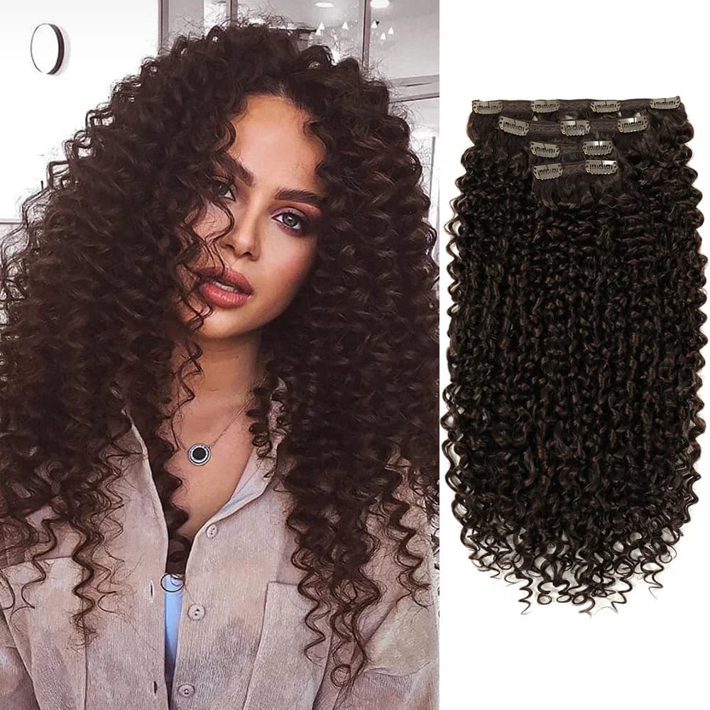 26inch Synthetic Jerry Curly Clip In Hair Extension Kinky Curly Hair Natural Hairpieces Hair Extensions Clip in 7 Pcs Full Head