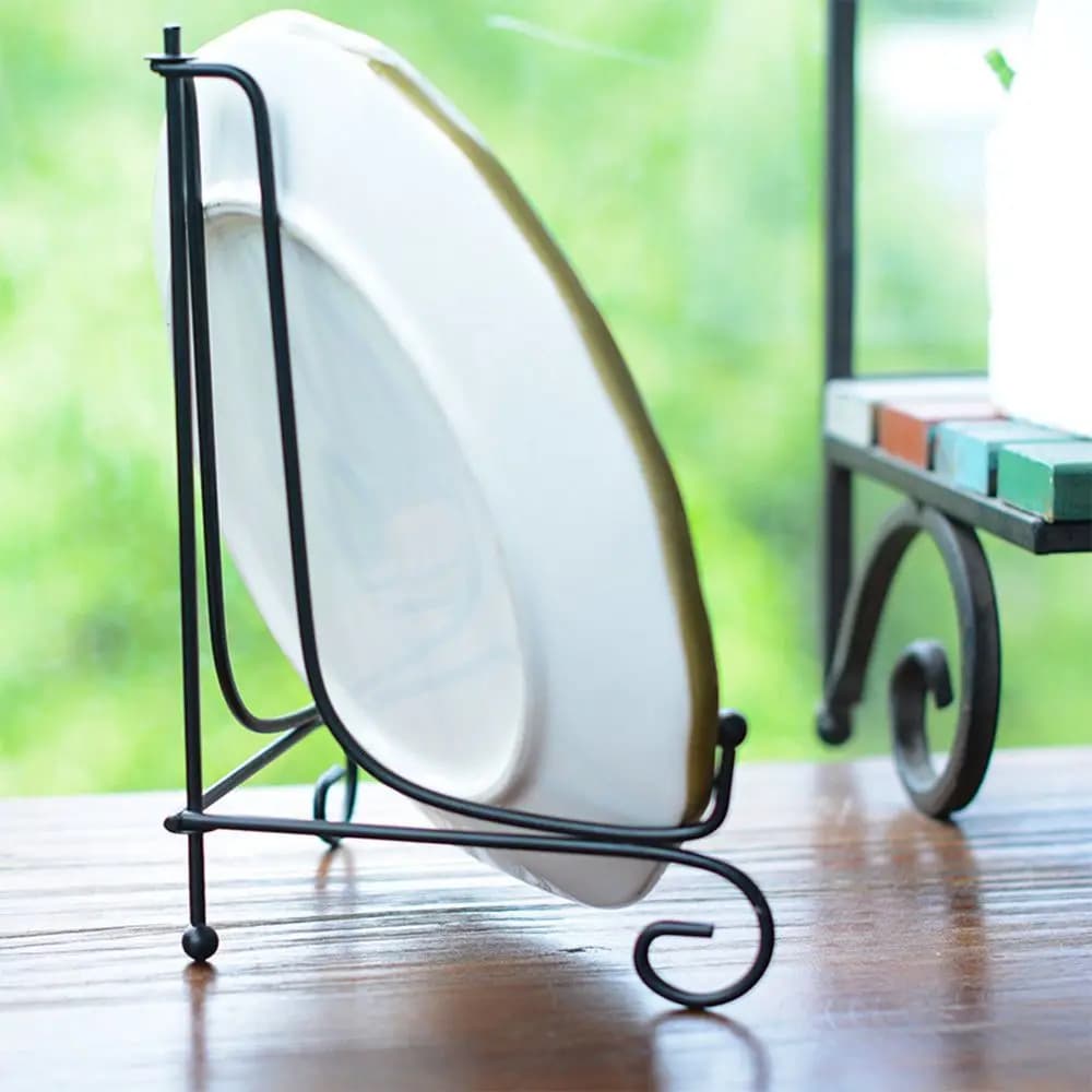 Craft Bracket Bowl Picture Frame Photo Pedestal Display Stand Easel Plate Rack Black Iron