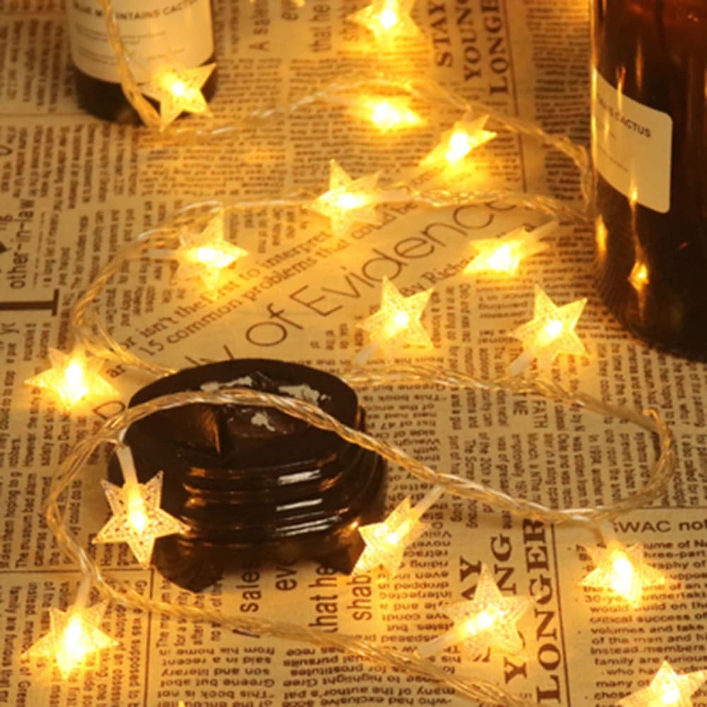 1.5m/3m/6m/10m LED Star String Lights Ghirlanda di Natale Batteria Alimentato tramite USB Festa di nozze Tenda String Fata Lampade per la casa