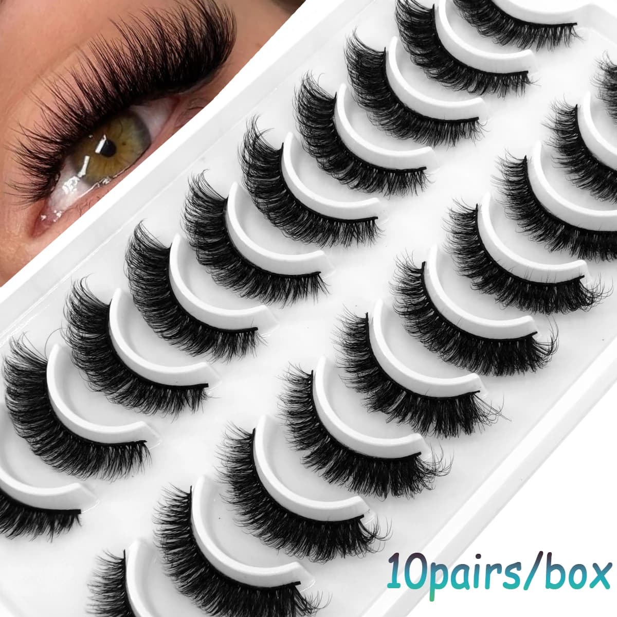 HBZGTLAD Russian Striped Eyelashes 10 pairs 3D Facial Eyelashes Natural Eyelashes Dramatic fake Eyelashes Extension Eyelashes Wholesale