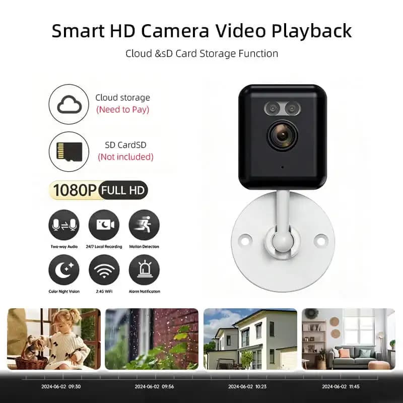 Telecamera di Sicurezza Domestica WiFi Smart da 2MP, Sorveglianza Interna HD con Visione Notturna a Infrarossi, Tracciamento del Movimento AI, Audio Bidirezionale, Controllo Remoto