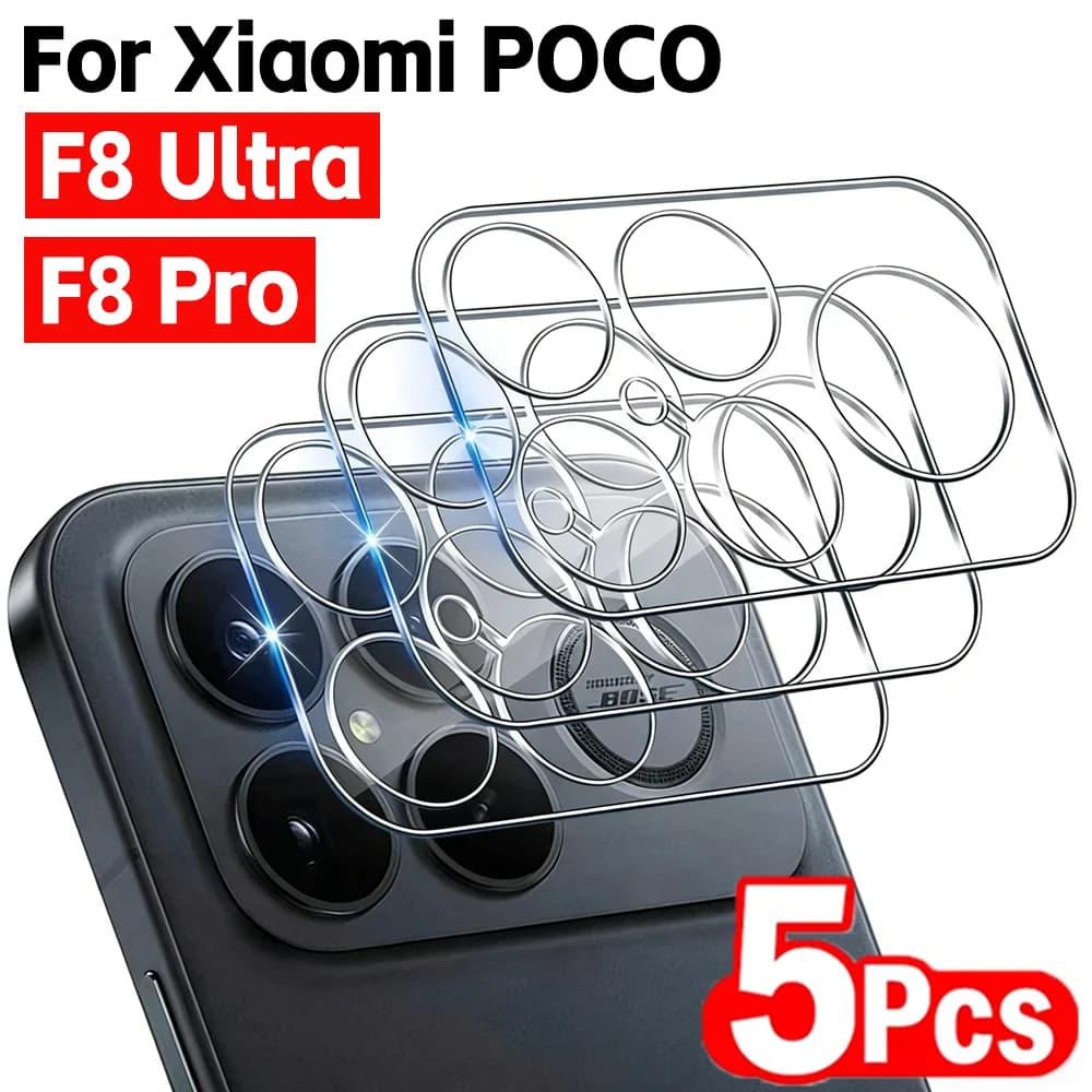 5/1 Pezzi Vetro Temperato per Xiaomi Poco F8 Ultra/Pro, Protezione Lente 9H Anti-graffio, Pellicola Posteriore per Mi Poco F8Pro
