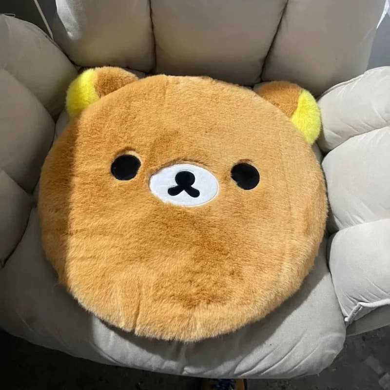 Rilakkuma Plush Round Chair Seat Cushion Washable Removable Cute Cartoon Bear Chair Pad Seat Mat For Student Dorm Office