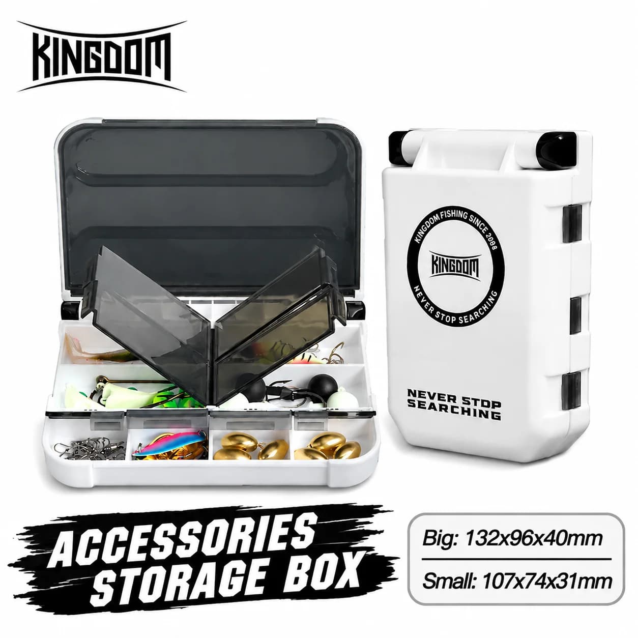 KINGDOM Fishing equipment box Mini fishing gear case Flying fishing gear box Fishing hook for spoon Fishing accessories