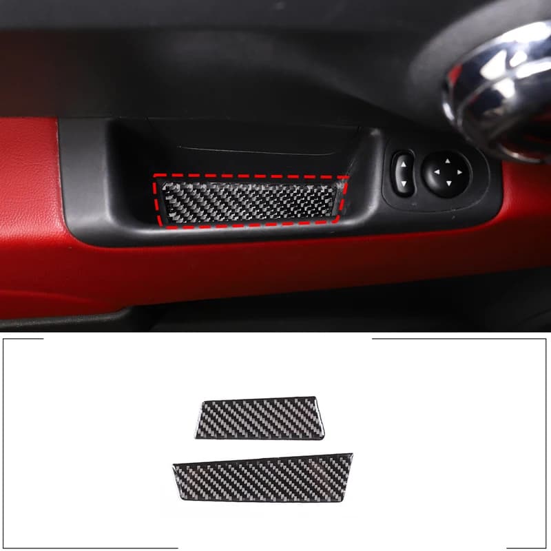 Kit Tappetino Antiscivolo in Fibra di Carbonio Morbida per Vano Portaoggetti Bracciolo Auto, Adesivo Protettivo per Fiat 500 2010-2015, Accessori Auto
