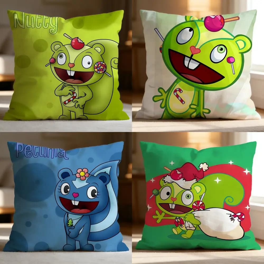 Fodera per cuscino Fashion Happy Tree Friends, morbida e lavabile, multi-scena per divano, letto, viaggi, ufficio