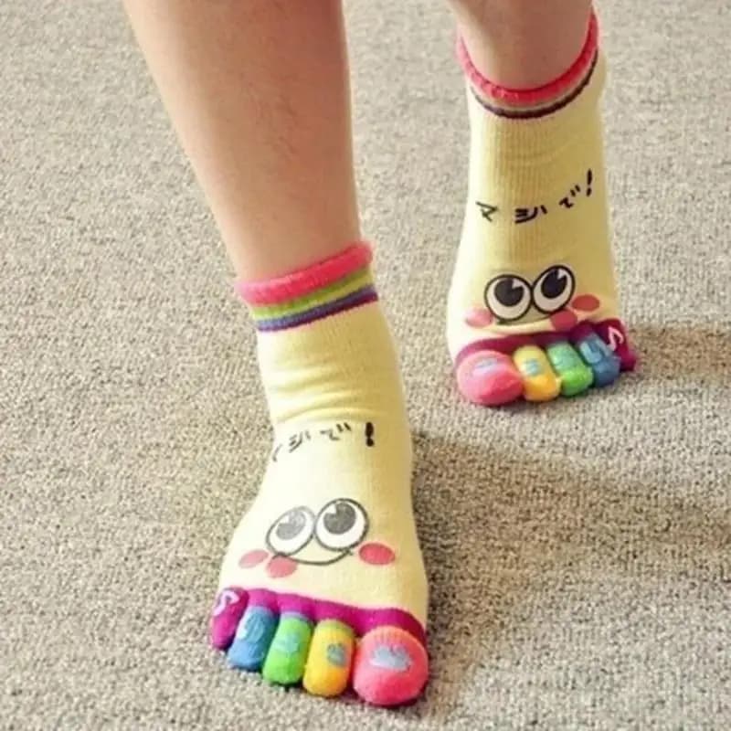 1 pair of women's cotton socks, cute, casual, with five fingers, for performance, original weight, micro socks fun wholesale