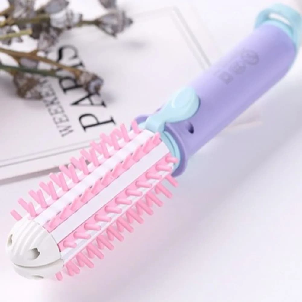 Nuovo Ferro Arricciacapelli 2-in-1 Mini Anti-Scottatura, Piastra Lisciante e Arricciacapelli, Spazzola Rotonda per lo Styling, Ideale per Studenti in Dormitorio
