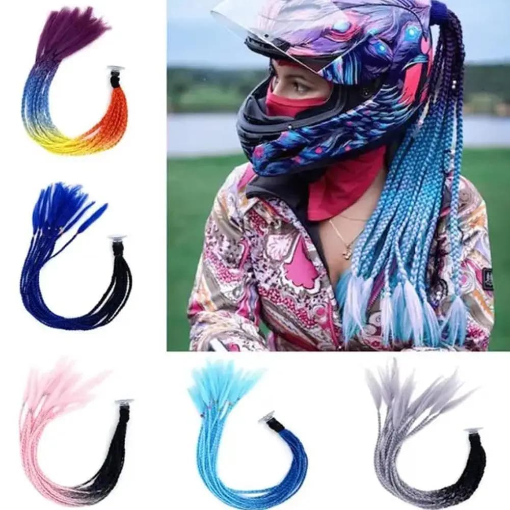 Casco trecce trecce casco moto treccia coda di cavallo moto equitazione casco trecce per donna uomo bambini