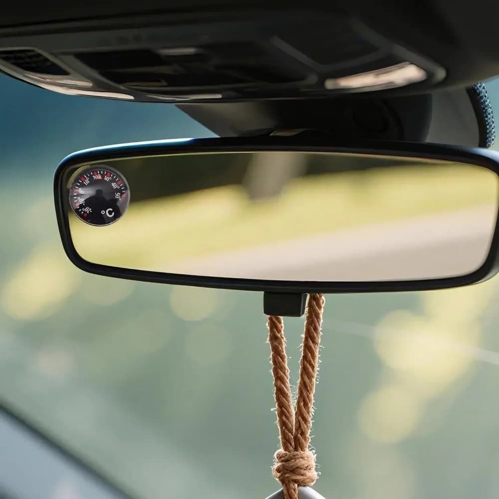 Mini bilancia universale, strumento di misurazione circolare, per interni auto, impermeabile, con quadrante nero, tipo a puntatore, termometro per auto, pratico per l'ufficio