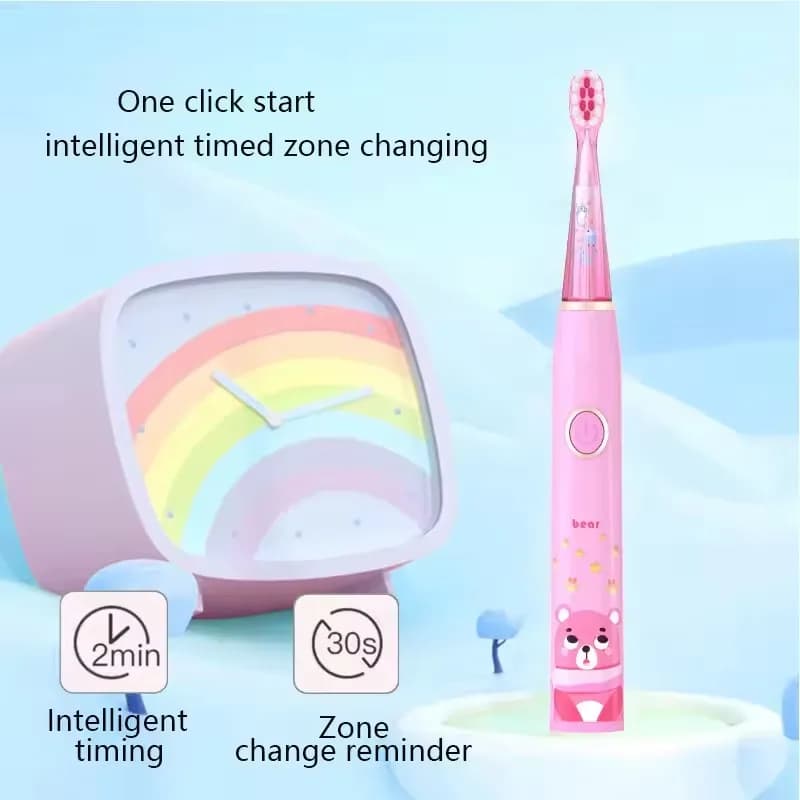 Spazzolino Elettrico per Bambini Sonic con Luci LED Colorate, Impermeabile IPX7, Ricaricabile, per Pulizia Profonda dei Denti