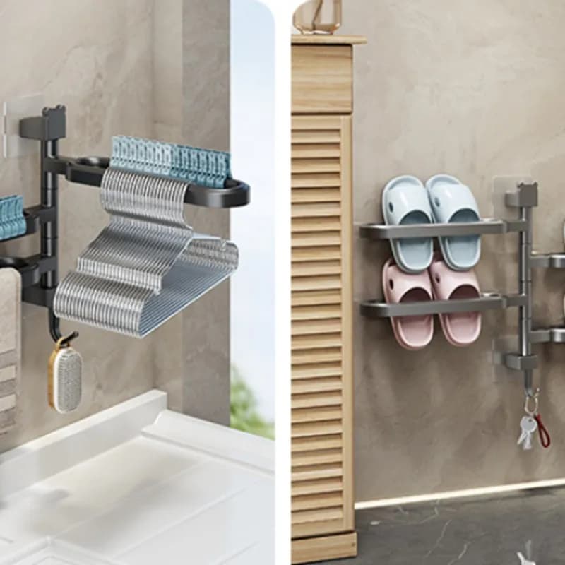 Per portaoggetti da bagno Portasciugamani multi-bar girevole senza trapano per portasciugamani da bagno da bagno