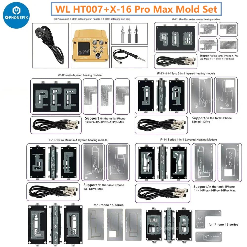 WL HT007 Stazione di saldatura pre-riscaldamento Scheda madre Piantagione di stagno Tavolo riscaldante a strati per iPhone 17 16 15 14 13 12 11 Pro Max