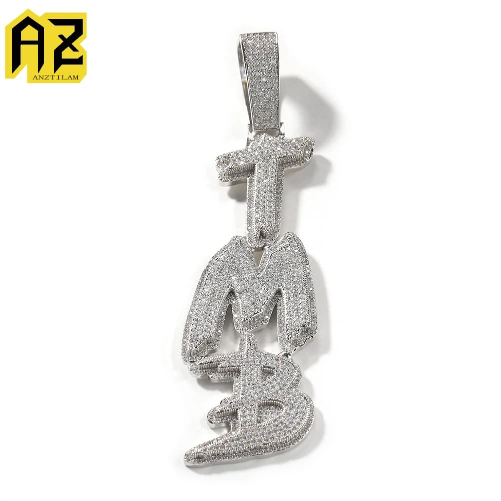 Anztilam Personalizzato Burr Letters Ciondolo Zircone Iced Out Collane Gioielli Hip Hop Per Uomo Donna Rame Spedizione Gratuita