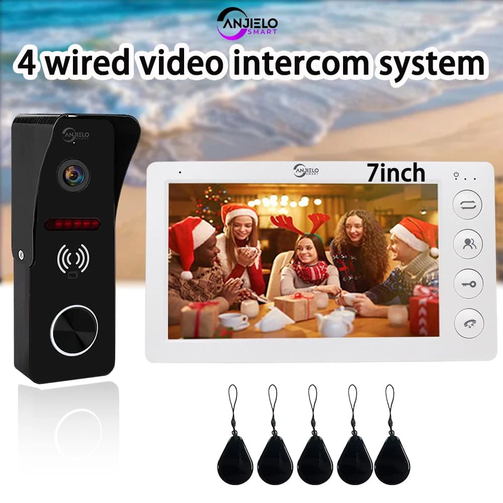 ANJIELOTuya touch monitor campanello in metallo sistema citofonico video domestico 4-wire1080Psmart videocitofono telecamera 160 ° protezione di sicurezza